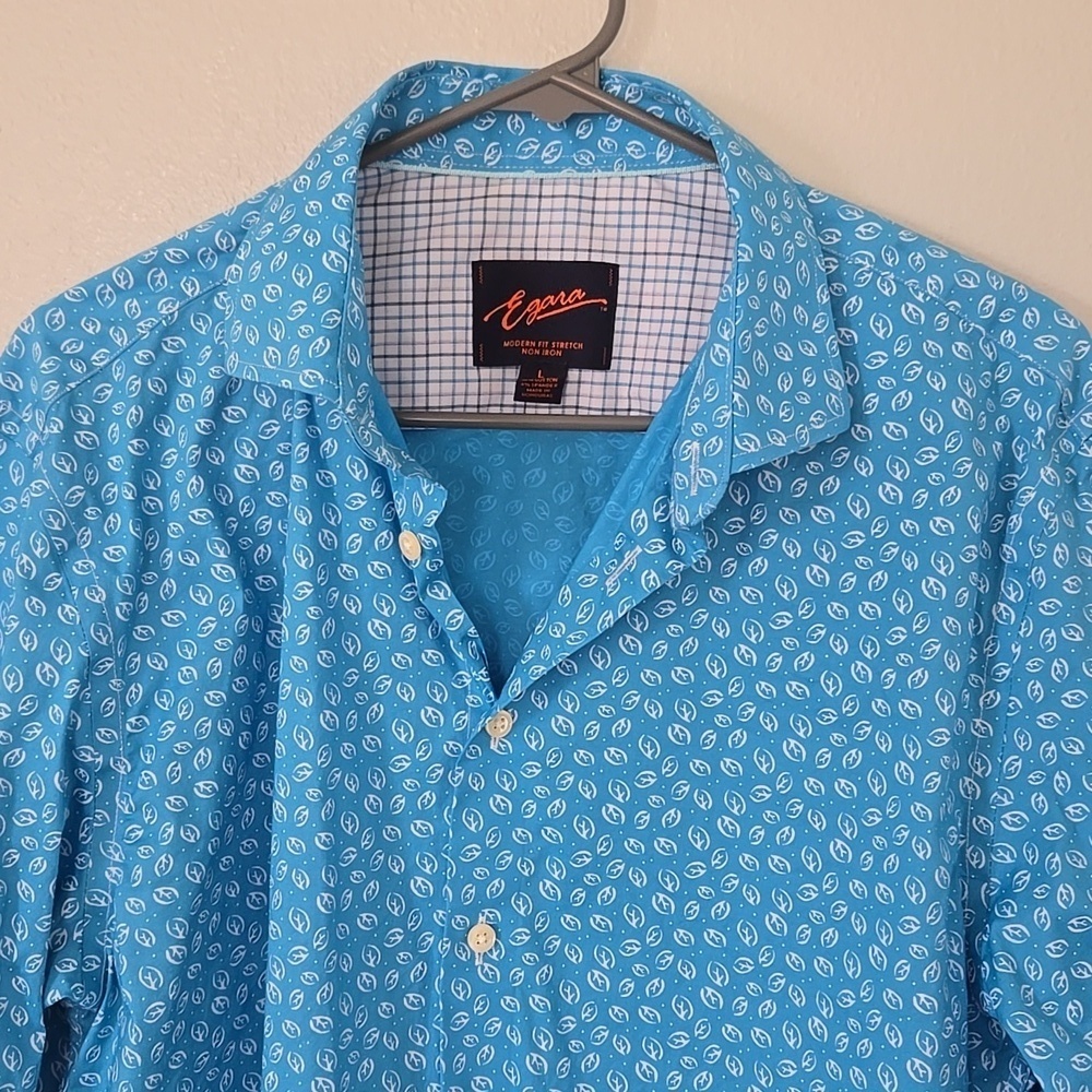 Egara | Blue Print Long Sleeve Button Down Size Large